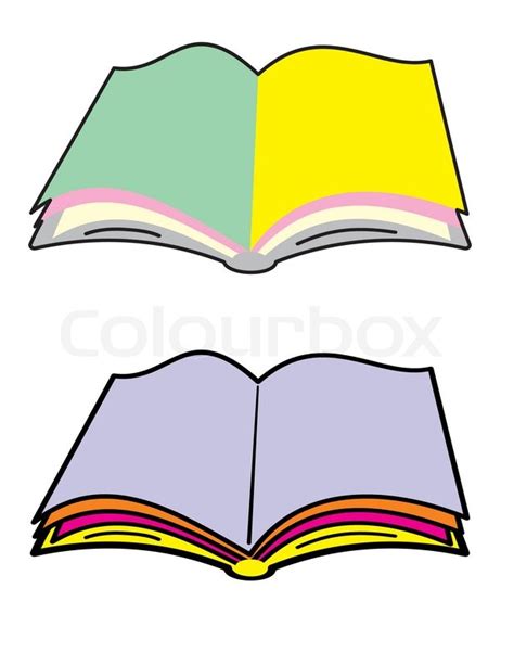 Open Book With Blank Color Pages Isolated Illustration On White