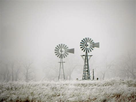 2 Windmills In The Snow Snow And Ice Snow Scenes Windmills Nebraska