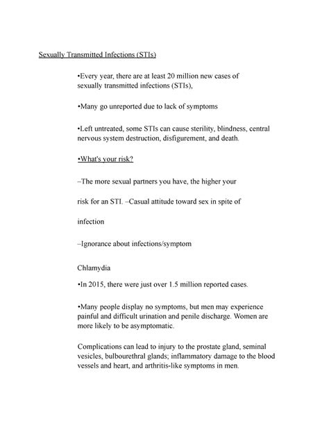 Sexually Transmitted Infections Stis Study Guide Sexually