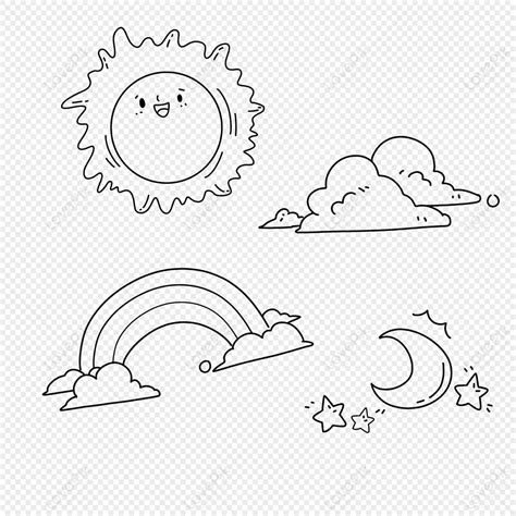 Sun Rainbow Stick Figure Cloud Stick Figure Sun Line Png Image And