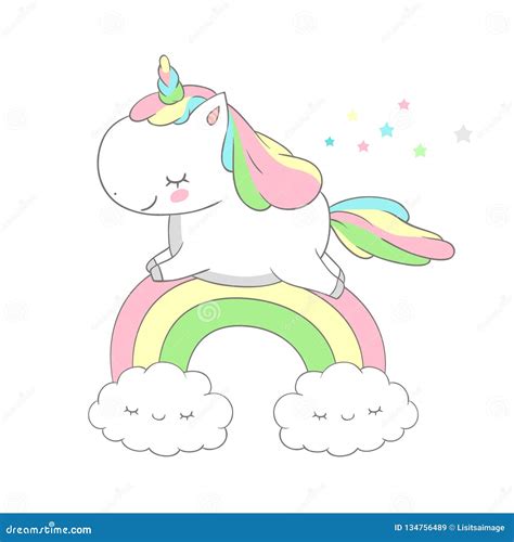 Projeto Bonito De Unicorn Run Above Rainbow Vetora Do Bebê Pony Fairy