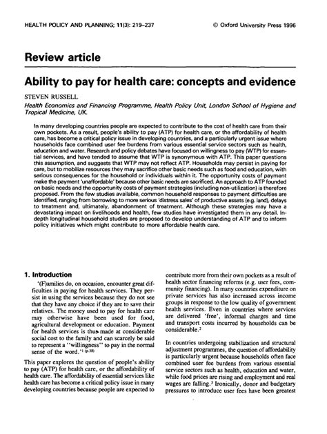 Maybe you would like to learn more about one of these? (PDF) Ability to Pay for Health Care: Concepts and Evidence