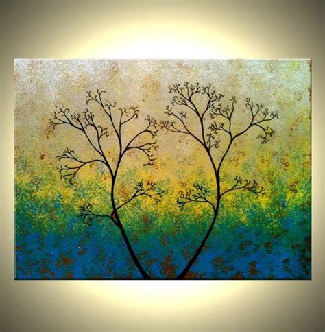 Original Abstract Tree Painting Green Landscape Pa