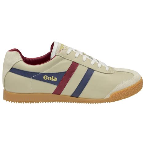 Buy Gola Mens Harrier Leather Trainers In Ecru Navy Online At Gola