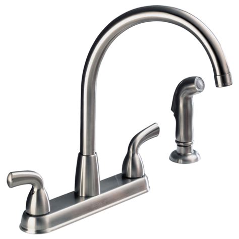 Our team of expert reviewers works tirelessly to keep you informed and inspired with new. P99578LF-SS - Two Handle Kitchen Faucet with Spray