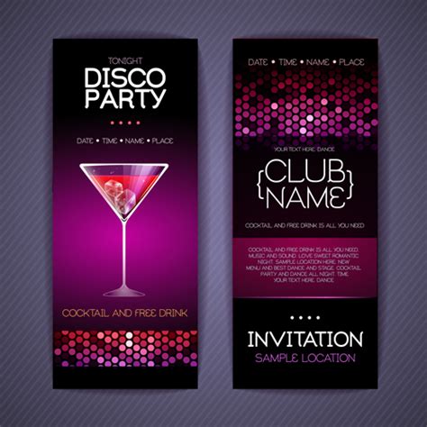 Disco Party Invitation Cards Creative Vector 03 Free Download