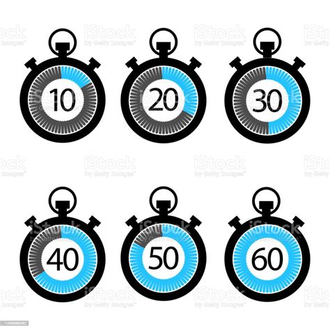 Stopwatch Icon Set Time Clock Blue Stopwatches Set Vector Illustration