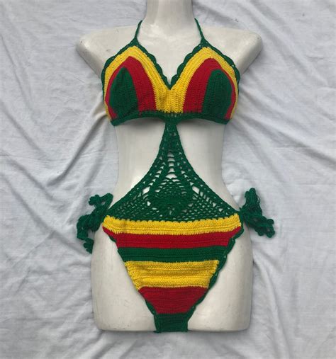 rasta knitted onepiece swimwear everything jamaica