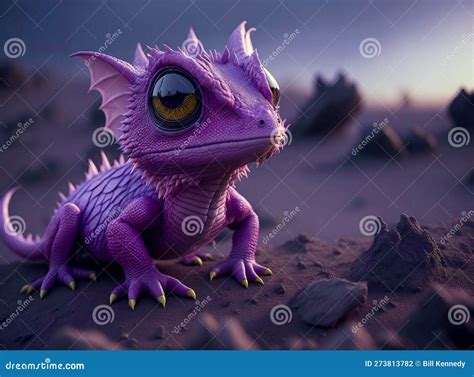 Cute Lavender Pink Baby Dragon Created With Generative Ai Stock