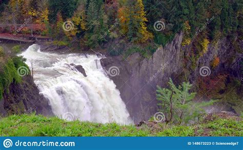 Landscape Of Snoqualmie Falls In Washington State Usa Stock Image