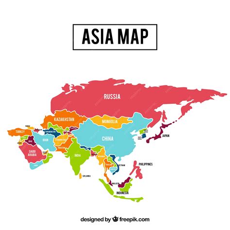 Premium Vector Map Of Asia Continent With Different Colors