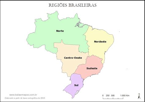 Mapa Do Brasil Dividido Em Regiões Baixar Mapas