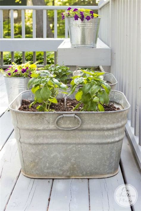 Vintage Galvanized Wash Tub Herb Garden Container Gardening Made Easy