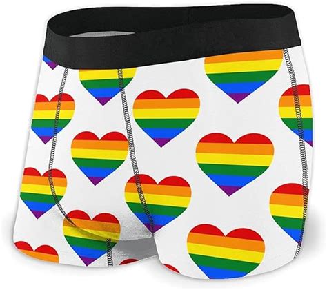 Amazon Com Gay Pride Flag Heart Shape Underwear Mens Stretch Comfort