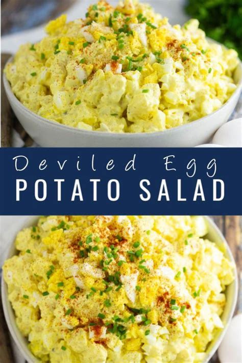 Add the ham to the bowl of the potato. Deviled Egg Potato Salad Recipe in 2020 | Deviled egg ...