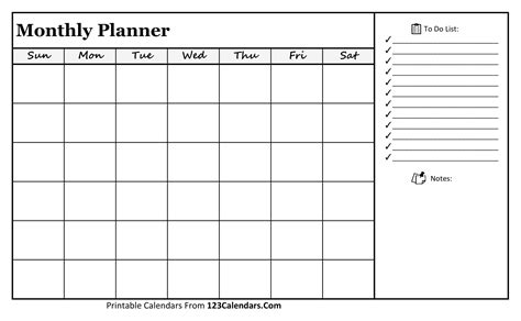 Printable Blank Monthly Calendar Excel Templates Printable Monthly Planner Templates