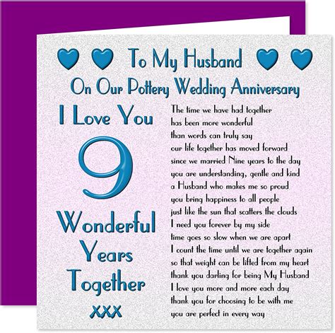 my husband 9th wedding anniversary card on our pottery anniversary 9 years sentimental