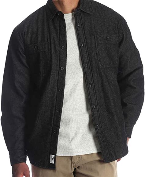 Wrangler Mens Sherpa Lined Long Sleeve Flannel Shirt 2xl 5052 Black