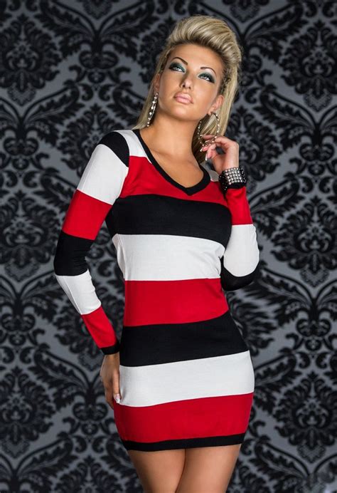 Three Colour Striped Long Sleeves Dress N8422