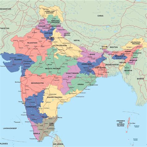 India Political Map Eps Illustrator Map Vector World Maps