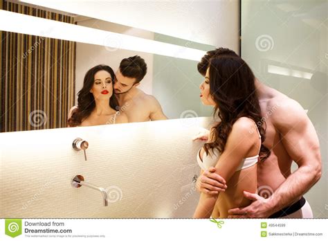 Young Couple Posing In Mirror Stock Image Image Of Naked