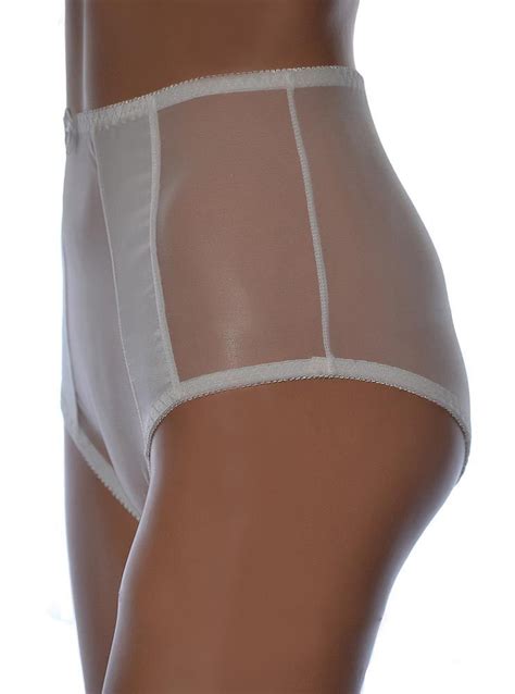 Sheer Mesh Knickers With Satin Front Panels High Waisted Vintage Style Panties EBay