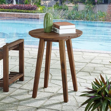 Wood Outdoor Side Tables Patio Tables The Home Depot