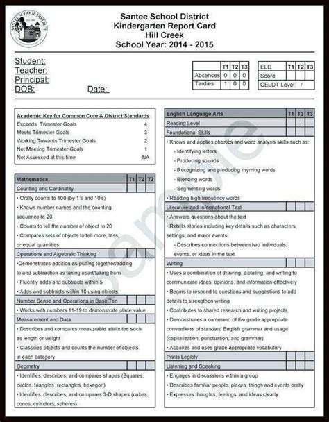 Homeschool First Grade Report Card Template Cards Design Templates