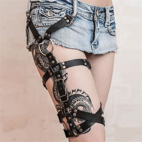 Sexy Punk Gothic Handmade Leather Leg Garter Belt Waist Etsy