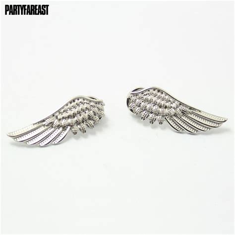 1pair Angel Wings Brooch Pins Men Shirt Collar Badges Pin Brooches For