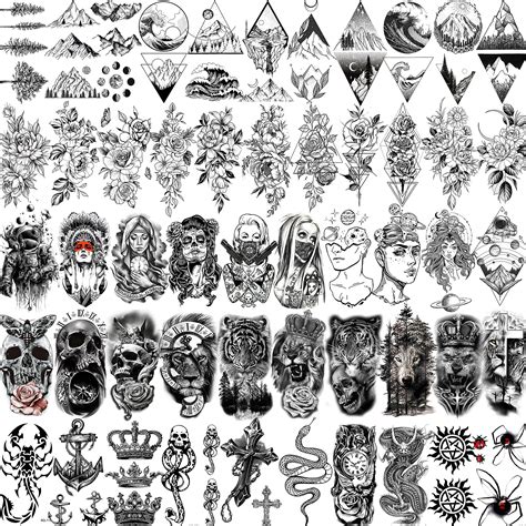 buy 52 sheets black skull temporary tattoos for men women arm neck tatoos 3d realistic small