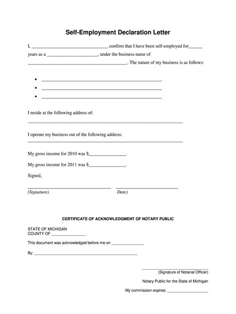 Self Employment Declaration Letter Fill Out And Sign Online Dochub