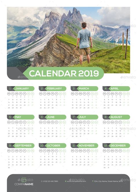 Wall Calendar 2019 By Bourjart Graphicriver