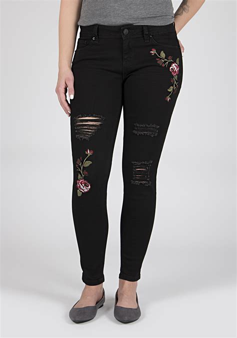 Ladies Embroidered Skinny Jeans Warehouse One