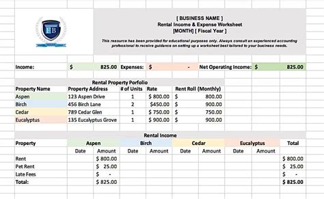 EXCEL TEMPLATES Rental Property Chart Of Accounts Template