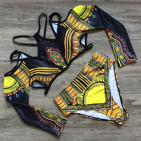 2019 brazlian high waist bikini set african halter long sleeve swimwear female off shoulder