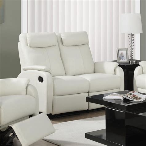 Monarch Specialties Casual Ivory Faux Leather Reclining Loveseat In The