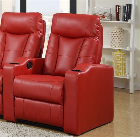 Best choice products deluxe leather home theater recliner chair w/ wood legs (brown). MYCO Furniture Camded Red Leather Reclining Home Theater 4 ...