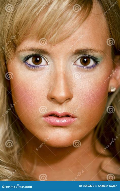 Pretty Brown Eyed Blonde Girl Stock Photo Image Of Face Eyes 7649370