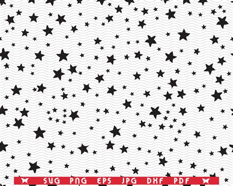 Svg Black Stars Seamless Pattern Digital Clipart By Designstudiorm