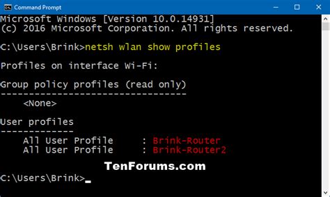 Netsh wlan add profile filename=path_and_filename.xml interface=interface_name. Wireless Network Profiles - See in Windows 10 - Windows 10 ...
