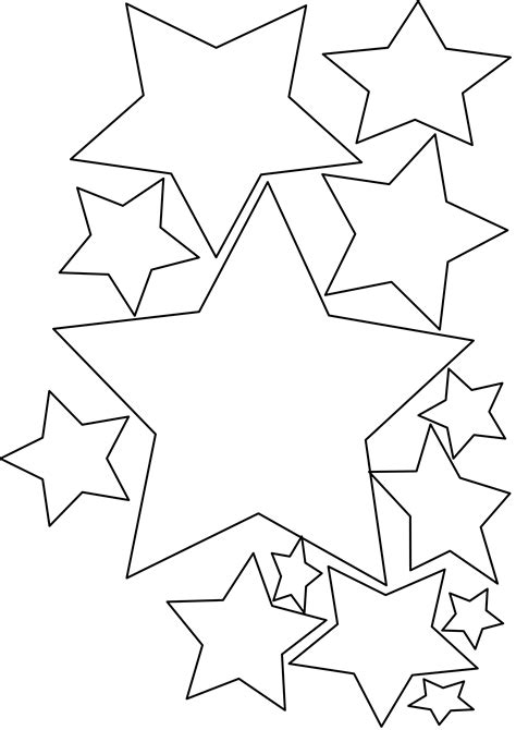 Clip Art Stars Lkjhgfds Black White Line Art