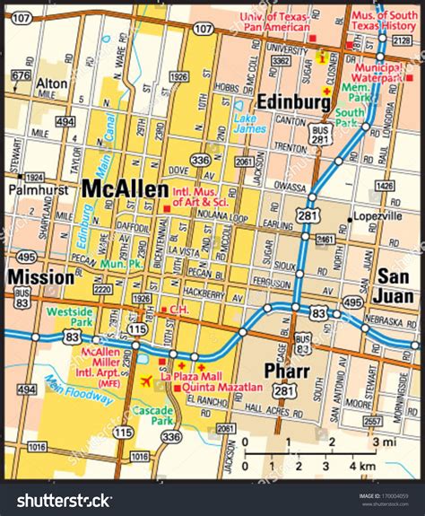 Mcallen Texas Area Map Stock Vektorgrafik Lizenzfrei 170004059