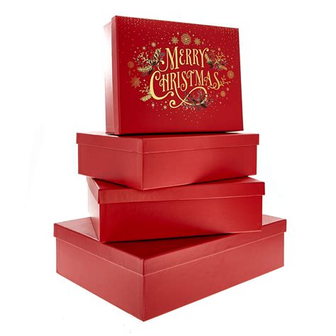 Buy Traditional Merry Christmas Gift Boxes Pack Of 4 For GBP 15 46