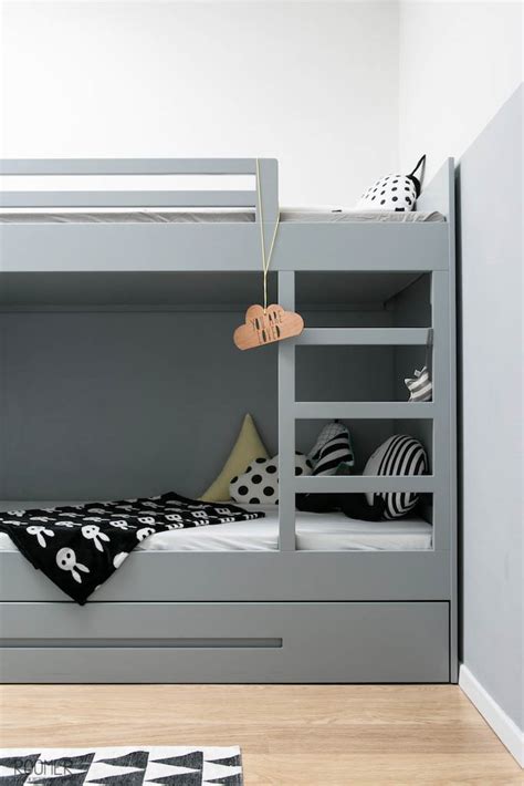 Kids' bedroom furniture redecorating your child's bedroom? The Half Gray Room - An Inspirational Monochrome Kid's Room for Two Young Boys - Petit & Small