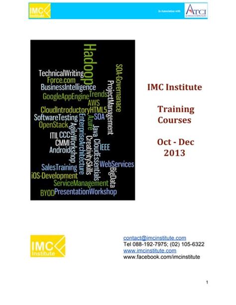 Imc Institutes Training Courses Quarter 4 2013 Pdf