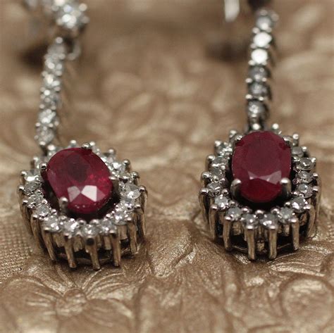 18k Ruby And Diamond Earrings Pippin Vintage Jewelry