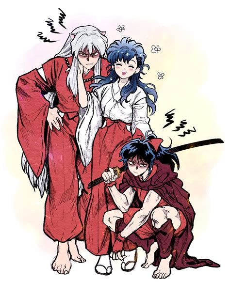 Inuyasha Higurashi Kagome And Moroha Inuyasha And More Drawn By Jungyun Danbooru