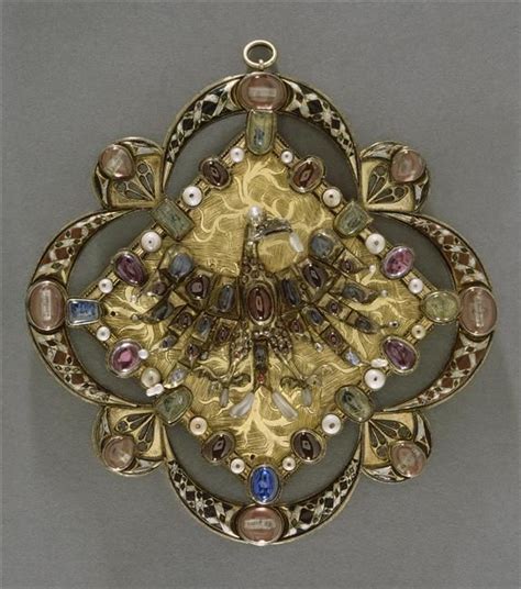 Reliquary Clasp With Eagle Mid 14th Century Gilded Silver Enamel