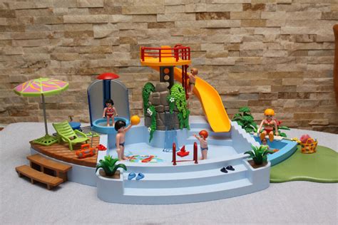 Playmobil Swimming Pool With Water Slide Play Set 4858 In Great